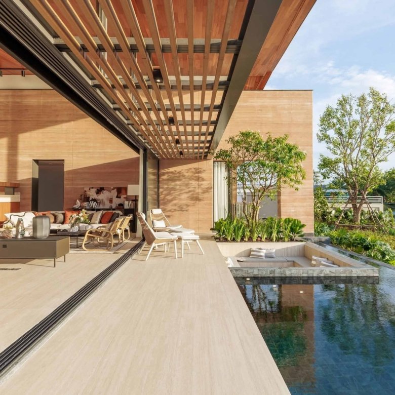 lakefront villa tropical modern style Thailand