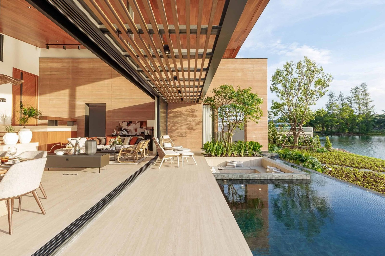 lakefront villa tropical modern style Thailand